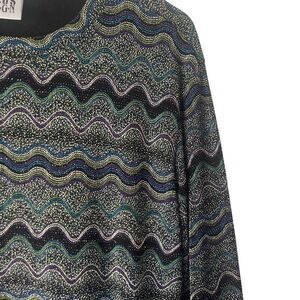 Chico's Medium Metallic Artsy‎ Boho Multicolored Blue Disco Party Blouse